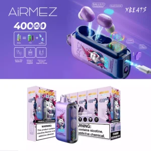 Premium Airmez Xbeats 40000 Puffs Disposable Vape Pen with Airmez Unique Dual Mesh Coil and Rechargeable Battery Available in Multiple Flavors Levels 5 1