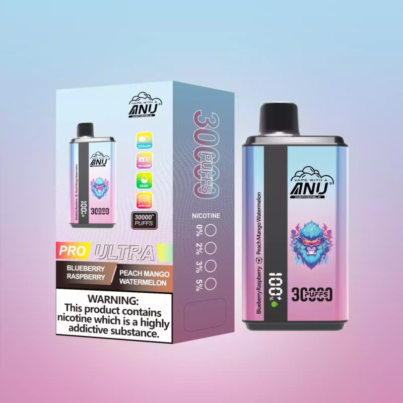 Toptan Toplu ANU Çift Lezzet 30000 Puflar Çeşitli Nikotin Seviyelerinde 36 ml E Sıvı ile Tek Kullanımlık Vape Kalemi 22