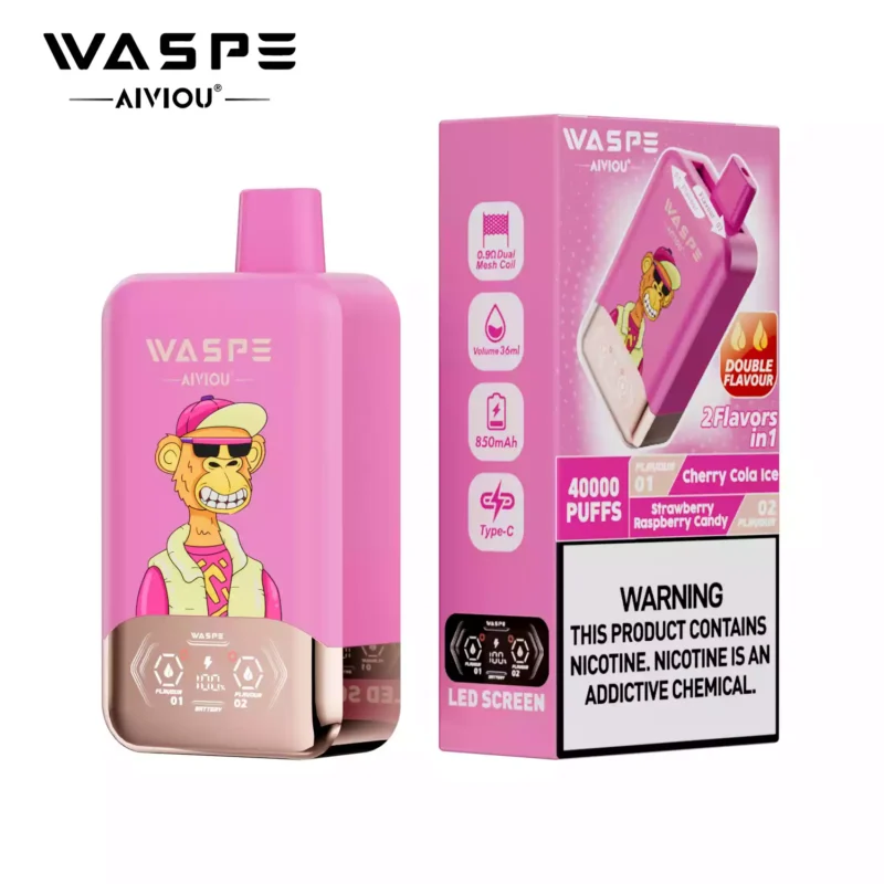 The Latest WASPE Double Flavor 40K Puff Disposable Vape With 0 2 5 Nicotine LED Display 850mAh Battery 36ml E Liquid And Type C Charging Wholesale Direct From Manufacturer 101