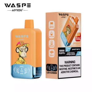 The Latest WASPE Double Flavor 40K Puff Disposable Vape With 0 2 5 Nicotine LED Display 850mAh Battery 36ml E Liquid And Type C Charging Wholesale Direct From Manufacturer 58