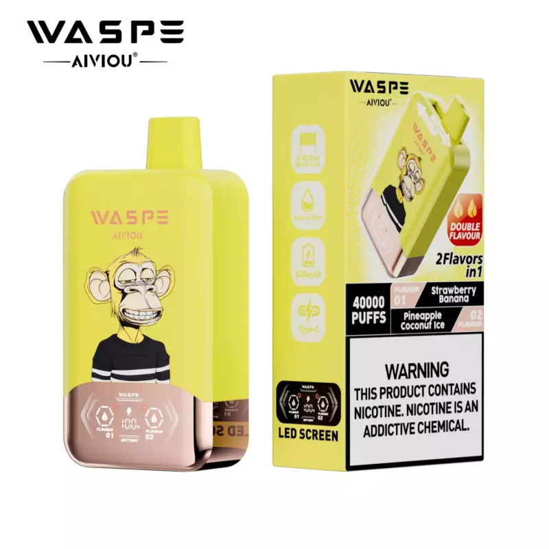 The Latest WASPE Double Flavor 40K Puff Disposable Vape With 0 2 5 Nicotine LED Display 850mAh Battery 36ml E Liquid And Type C Charging Wholesale Direct From Manufacturer 99