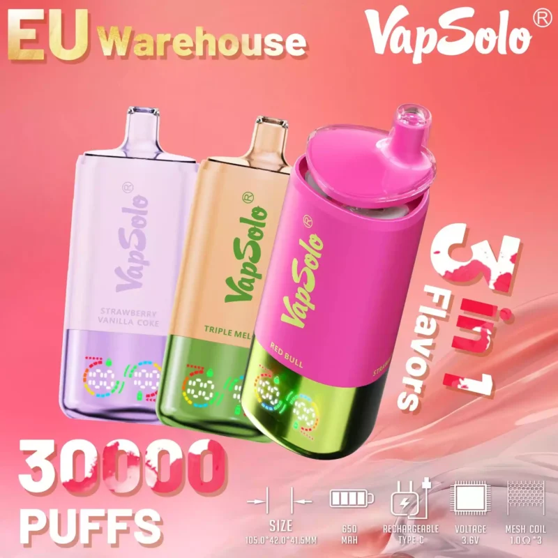 Vapsolo Triple 30K Puffs Disposable Vape with 650mAh Rechargeable Battery and Mesh Coil Now