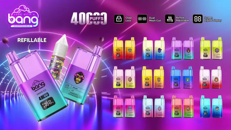 First-Class BANG 40K B40S Disposable Vape with 0% 2% 3% 5% Nicotine and 650mAh Rechargeable Battery for Bulk Wholesale Vape Orders (12)